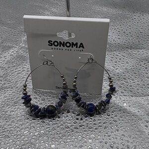 NWT Sonoma Silver and Blue Beaded Earrings